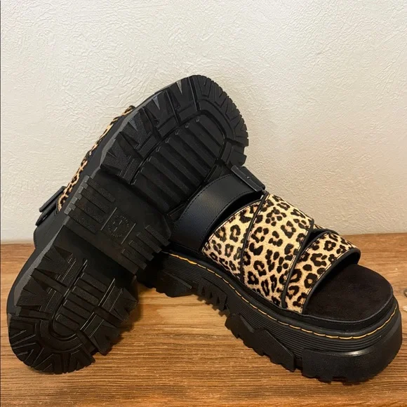 Dr. Martens Leopard Print Mattison Slide Sandals - Picture 3 of 8